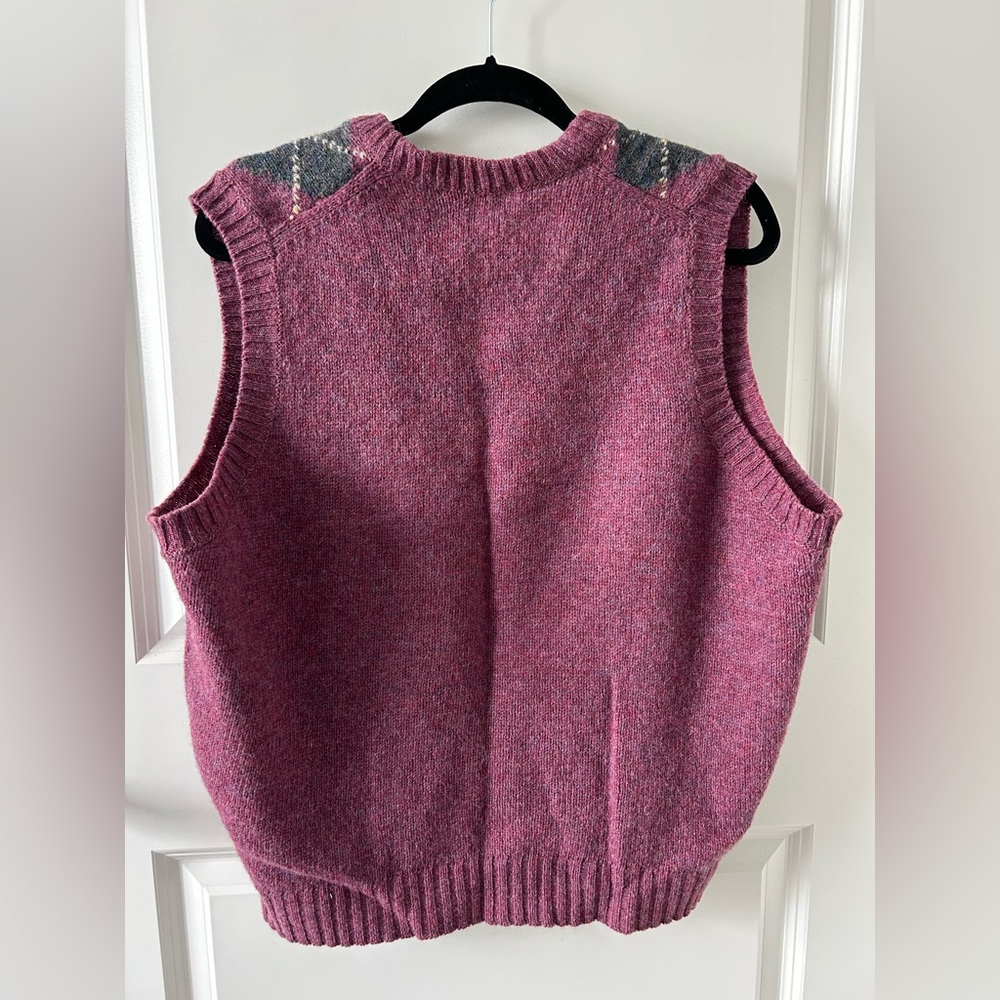 Vintage 100% Wool Argyle Sweater Vest - Picture 4 of 4